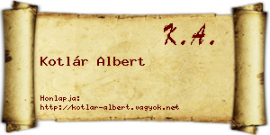 Kotlár Albert névjegykártya