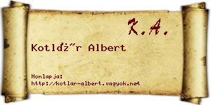 Kotlár Albert névjegykártya