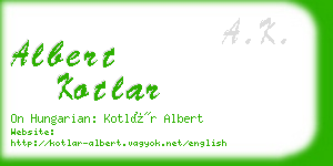 albert kotlar business card